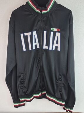 Italia Zip-Up Track Style Jacket with Tricolor Trim